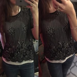 Haute Monde Box Cut Lace Overlay Top